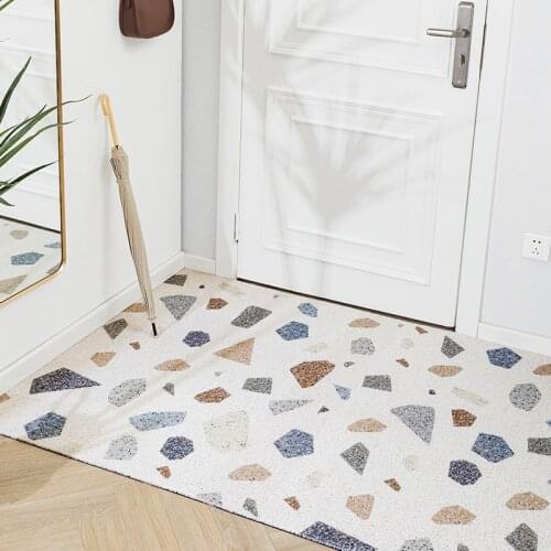 Welcome Mat Cobblestone Rug Low-Profile Mud Mat Rubber Doormat Diamond Anti-Slip Entrance Dirts Trapper Large Carpet Indoor