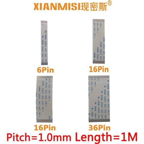 FFC/FPC Flat Flex Ribbon Cable 6Pin 16Pin 26Pin 36Pin Same Side 1.0mm Pitch AWM VW-1 20624 20798 80C 60V Length 1Meter 5PCS