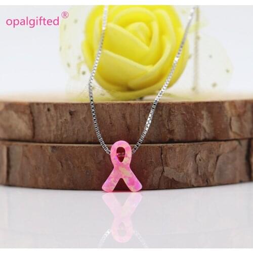 Hot sale ! New fashion 8*10mm synthetic opal pendnat necklace 925 sterling silver necklace with fire pink op42 ribbon necklace