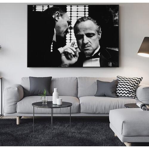 Movie of Godfather Art Canvas Painting On the Wall Vintage Posters and Prints Black White Wall Picture for Living Room Cuadros
