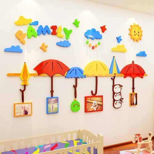 Creative INS Photo frame umbrella DIY childrens room bedroom living room TV background wall decoration 3D acrylic wall sticker