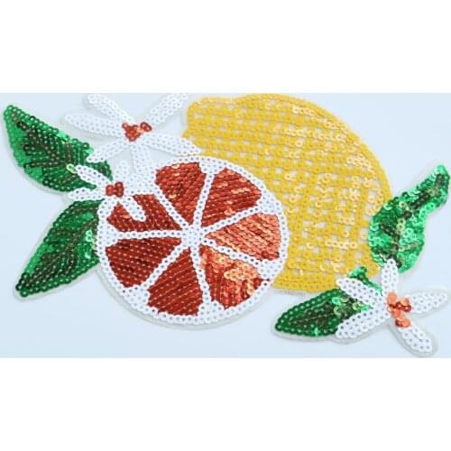 1pc handmade sequin lemon patches for clothing DIY rhinestone beaded Sew on patch embroidery applique round parche ropa