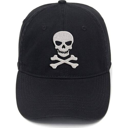 Lyprerazy Skull & Crossbones Washed Cotton Adjustable Men Women Unisex Hip Hop Cool Flock Printing Baseball Cap