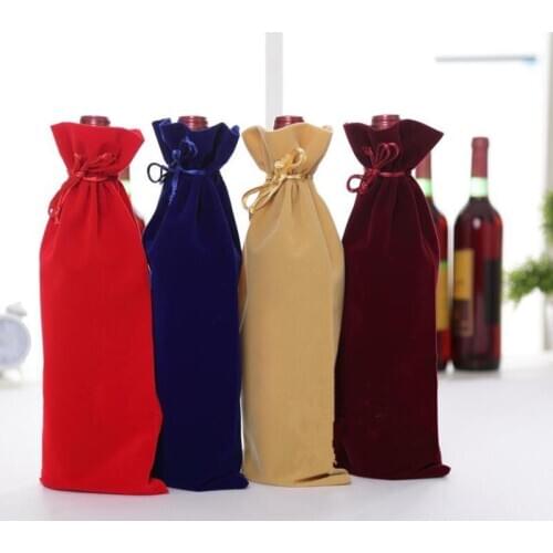 15*36cm Velvet Wine Bottle Bags Velour Gift Pouch Wedding Favor Gift Bags Home Party Kitchen Supplies LX8895
