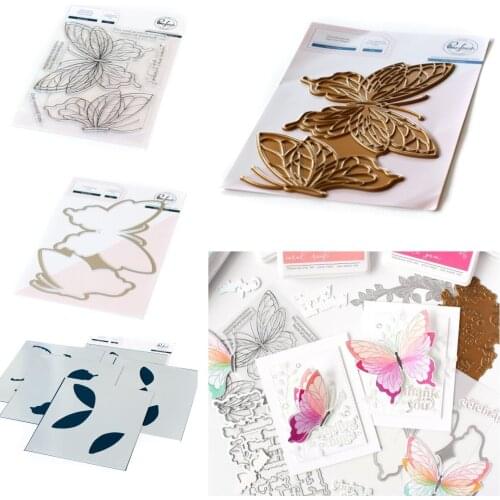 BUTTERFLIES Metal Cutting Dies Stamps Stencil Hot Foil Scrapbook Diary Decoration Stencil Embossing Template DIY Greeting Card