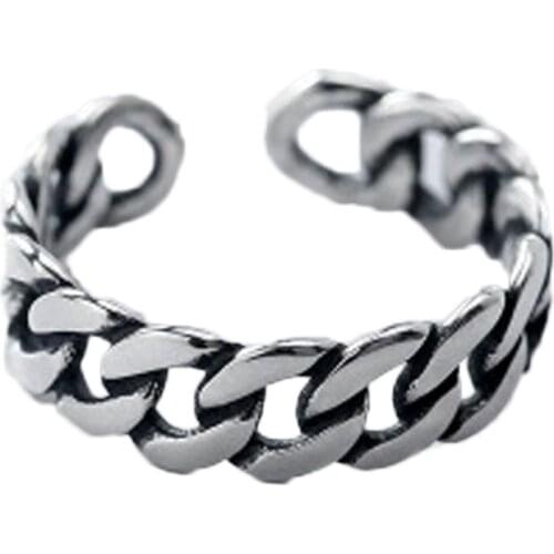 Trendy Silver Color Hollow Chain Rings For Women Bridal Wedding Engagement Jewelry Large Opening Antique Rings