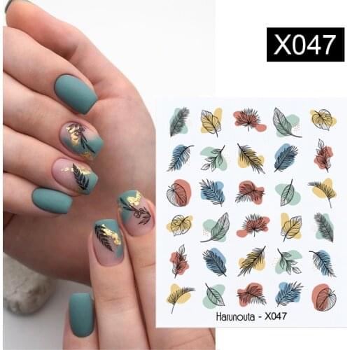Harunouta Nails Sticker Nail Art Decorations Flowers Leaves Decals Water Transfer Sliders Woman Face Fruit Foil Manicures Wraps