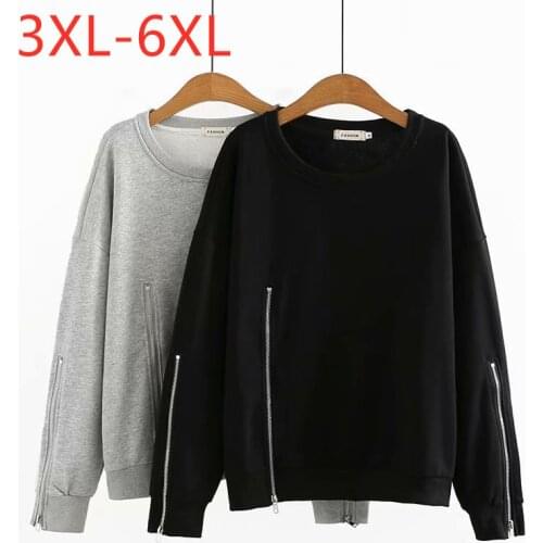 New 2021 Ladies Autumn Winter Plus Size Tops For Women Large Pullover Long Sleeve Loose Cotton Zipper Sweatshirt 3XL 4XL 5XL 6XL