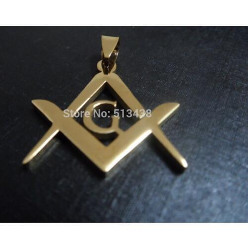 New Mens Masonic emblem Necklace Pendant stainless steel Jewelry Gold
