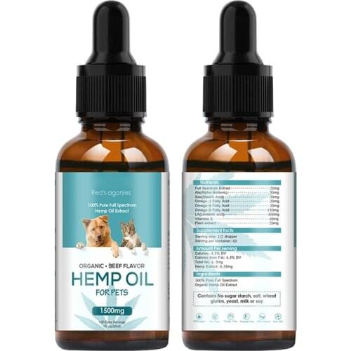 Pet Dog Organic Full Spectrum Hemp Oil Anxiety Pain Relief Sleep Improve Pet Supplies G10