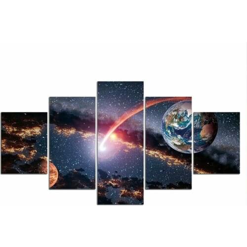 Earth Planets Universe Star Poster 5pcs Modern Home Wall Decor Canvas Picture Art HD Print Painting On Canvas for Living Room