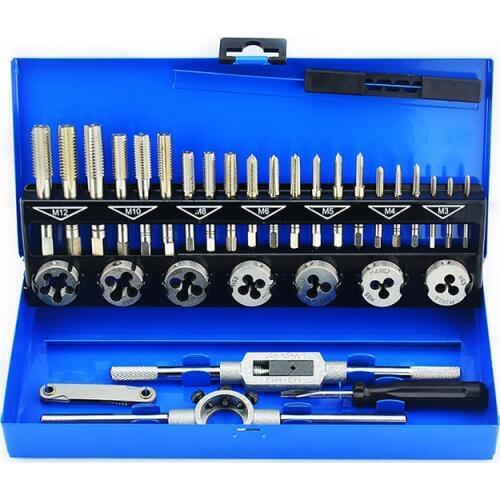 32pcs/Set Alloy Steel Durable Metric M3 M4 M5 M6 M8 M10 Tap Die Plug Drill Bits Hand Tools Metalworking