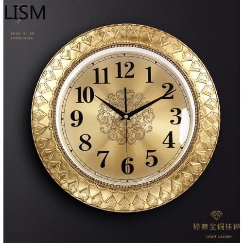 Nordic Design Luxury Silent Brass Wall Clock Living Room Villa Modern Fashion Creative Simple Copper Pieces Reloj De Pared