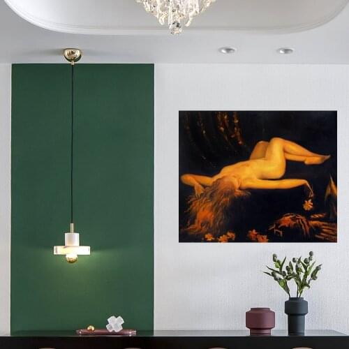 Hand Painted Sexy Nude Woman Painting Portrait To Sleep by Lord Frederic Leighton Canvas Art for Bedroom