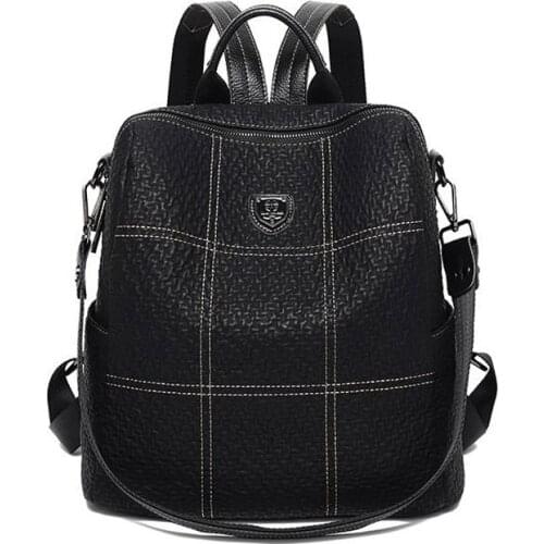 Genuine leather Backpack 2021 New Embroidery Thread One-shoulder handbags high-quality large-capacity all-match travel bag tide