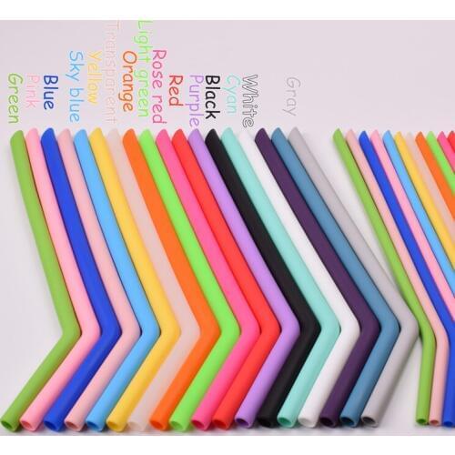 200pcs/lot Drinking Straws Recycleable Bent Straight Sucker Cup Jar Straws Pipette Food Grade Silicone Straw Kitchen Tools