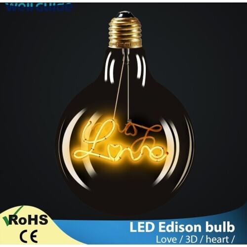 LED Bulb E27 3D Decoration holiday ights 6W 220V 3D Fireworks Edison led Lamp ST64 A60 G80 G95 Retro Filament Light Edison Bulb
