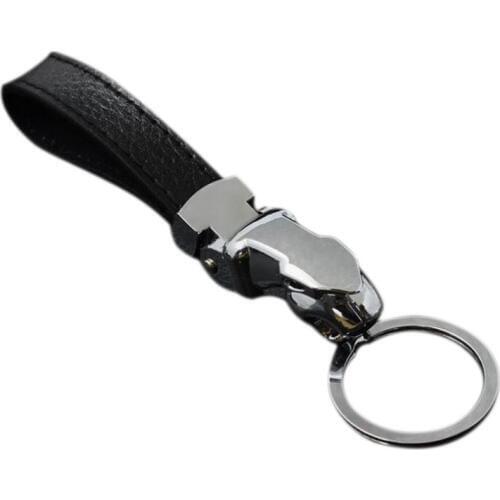 High Quality Metal Leopard Head Leather Key Chains Rings Keychain Holder For Car Keyrings KeyChains Gift Zinc Alloy friendly