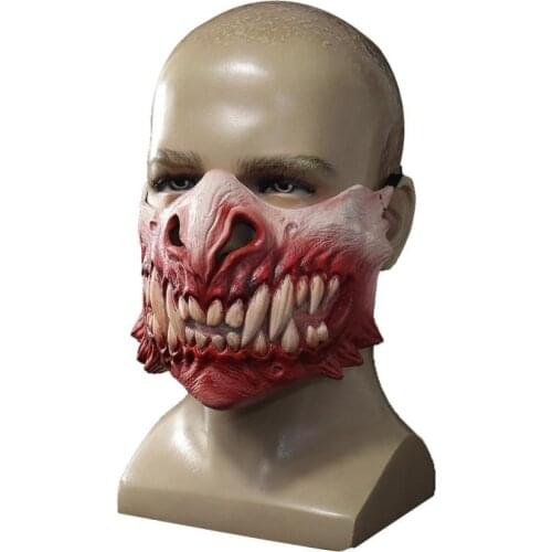 1pc New Creative Halloween Horror Mask Halloween New Product Zombie Teeth Half Face Mask Variation Horror Mask Party Decoration