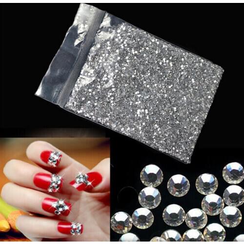 1440pcs 1.6mm/2mm Crystal AB /clear Flatback Rhinestone Nail Art Decoration DIY