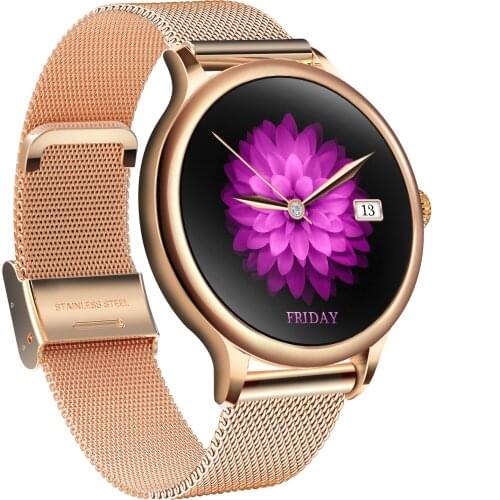 2021 Stainless Steel Case Strap Lady Watch Custom Dial Female Period Alert Heart Rate Sleep Tracking Smartwatch for Women
