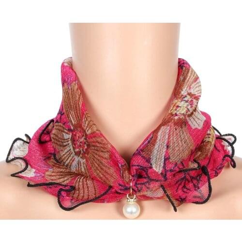 2021 Pearl Lace Variety Scarf for Women Lady Silk Chiffon Scarf Lace Gifts Hair Variety Pearl Neck Bandana Fashion Scarves