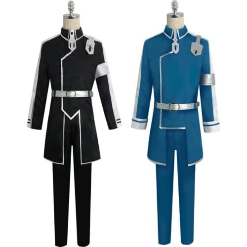 Anime Sword Art Online Alicization Eugeo Cosplay Costume Blue Battle Suit SAO Uniform Men Halloween Full Set Long Overcoat