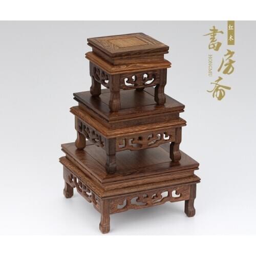 Wood base redwood pedestal vase pot plant stand collection display base traditional china home decoration garden decoration