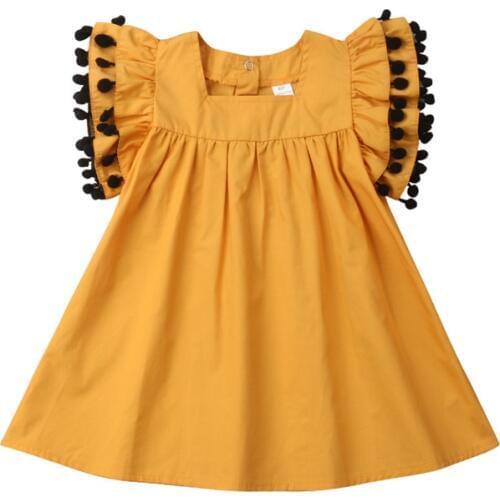 Toddler Kid Baby Girl Summer Dress Clothing Party Pageant Sleeveless Tassel Sundress Princess Clothes 1-6T