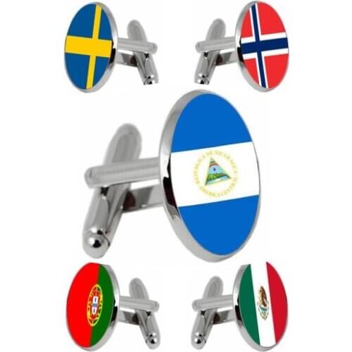 Europe National Emblem Cufflinks Mexico/Sweden/Portugal/Norway/Nigaragua Emblem Flag Cuff LInks Cuff Button Mens Jewelry Party