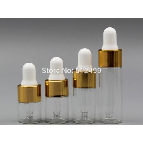 50/100/200pcs/lot 1ml 2ml 3ml 5ml Perfume Essential Oil Bottles clear Glass Dropper Bottle Jars Vials With Pipette For Cosmetic