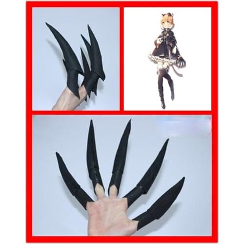 Arknights Mousse Cosplay Fake Nails Black Claw Anime Fake Nail Halloween Costume Prop