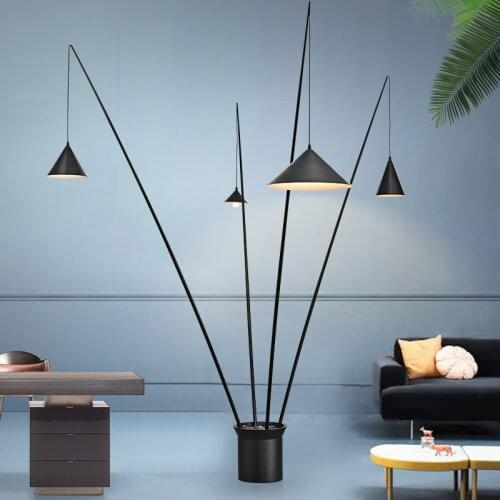 Modern Black Metal Resin Floor Lamp Living Room Bedroom Beside Reading Decor Art Standing Light Fixture LED Suspension FA205