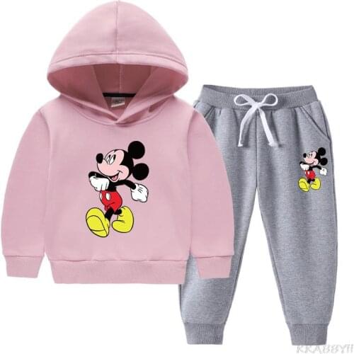 Disney Children Clothing Sets Baby Boy Girl Mickey Mouse Hoodies Sweatshirt+Pants 2 Pcs Clothes Kids Outfits Suits