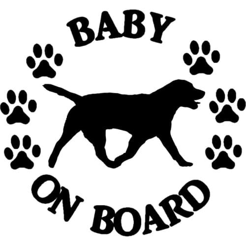 Creative Sticker Die-Cut Vinyl Decal Baby Labrador Retriever on Board Car Sticker Waterproof Auto Decors on Bumper Window Laptop