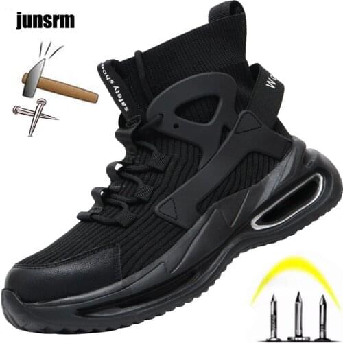 Lightweight breathable safety boots anti-piercing construction shoes steel toe caps toe protection sporty comfortable work shoes
