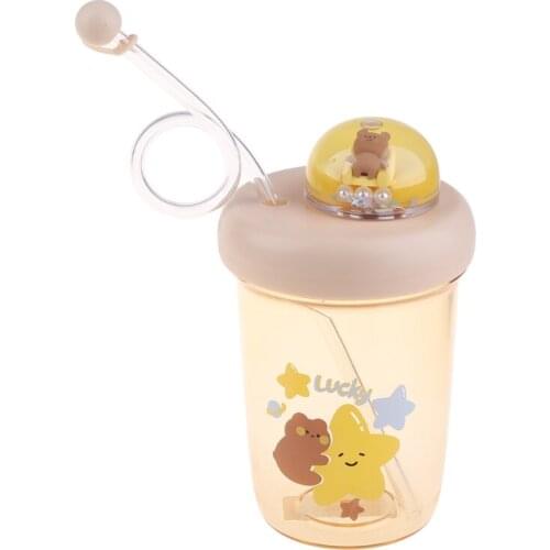 Cartoon Anti-falling Baby Milk Cup with Straw Children Water Cup Portable Kids