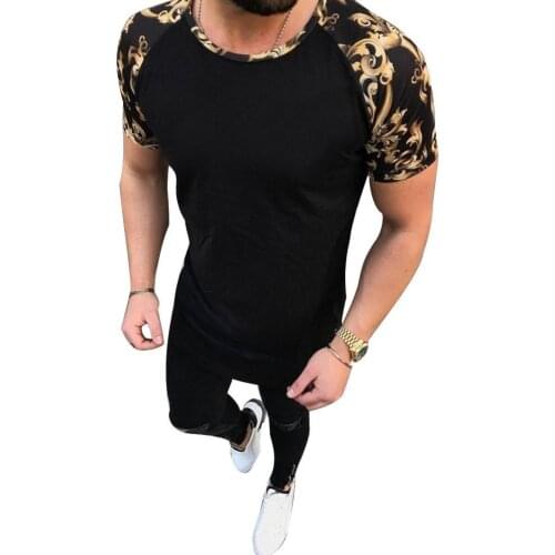 Summer Men Tops Floral Patchwork Short Sleeve Round Neck T-Shirt Men Fashion Casual Summer Top Summer 2021 футболка