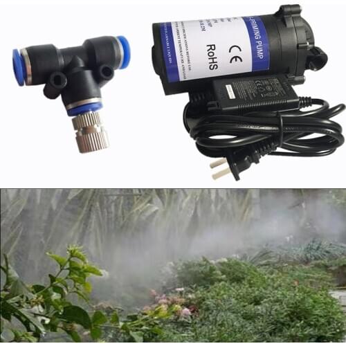M097 Complete watering kit 10M/20M/25M quiet pump wet fog for hydroponics and aeroponics water spray with slip lock mist nozzles
