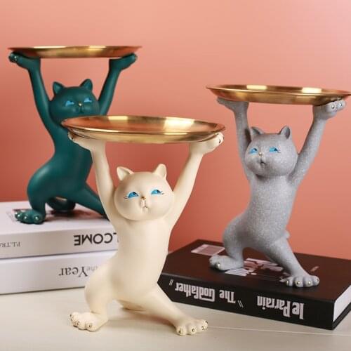 Enchanting Cat Item Holders Pallbearer Cat Black Cat Carrying Coffin Storage Statue Lucky Cat Storage Tray Home Decoration Gift