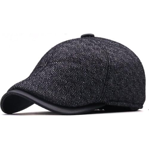 Casual warm Mens Hats Retro winter Earflaps Berets Hat For Women Cotton Visors Herringbone Flat Caps Artist Peaked Newsboy Cap