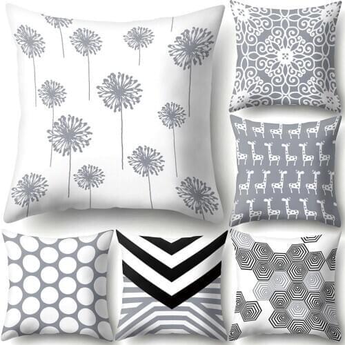 Practical Grey Background Geometric Square Throw Pillow Case Cushion Cover Bed Article Pillow Cover Home Decorative Pillowcase