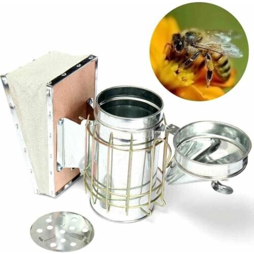 Durable Bee Keeping Smoker Stainless Steel Bee Hive Smoker Small Galvanized with Heat Shield Board Beekeeping Equipment tool