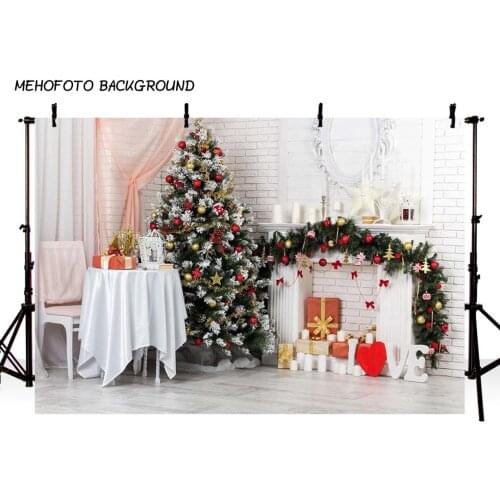 Christmas Background Fireplace Tree Winter Snow Window Backdrop Interior Baby Birthday Photography Background For Photo Studio