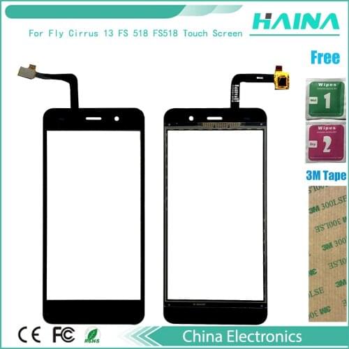 For Fly Cirrus 13 FS 518 FS518 Touch Screen Digitizer Touch Panel Lens Glass Replacement Part Black Color +Tape tools