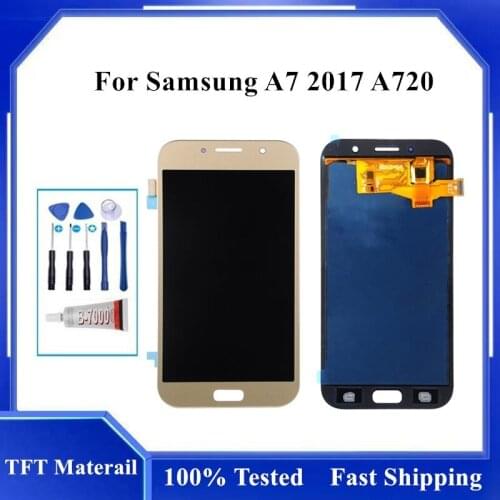 For Samsung Galaxy A7 2017 A720 A720F SM-A720F Touch Screen Digitizer LCD Assembly For Samsung A720 LCD Can Adjust Brightness