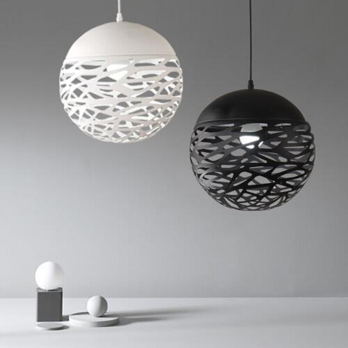 Modern Nordic designer LED pendant light lamp iron Hollow metal ball living room bedroom bar shop decoration lighting fixture