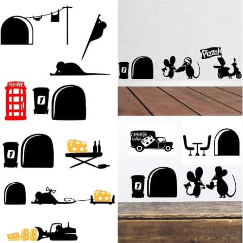 Funny Black Mouse 3d Vivid Hole Car Switch Decal Wall Stickers Home Decals Bedroom Kids Room Light Parlor Decor