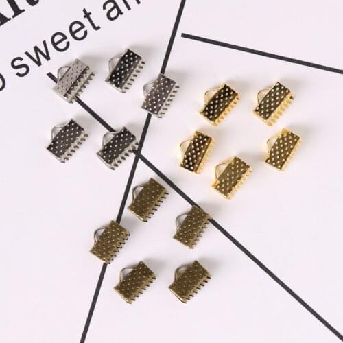 100-200Pcs/Lot Clasps Cord End Caps String Ribbon Leather Clip Tip Fold Crimp Bead Connectors For Jewelry Making DIY Supplies