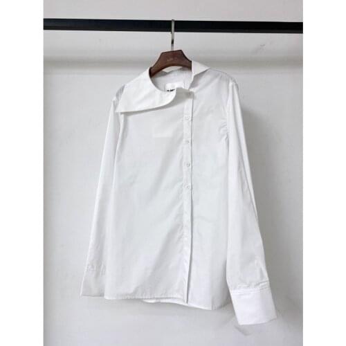 Brand Luxury Design 2021 Autumn New Fashion Classic Trendy Casual Versatile Commute Lapel Long Sleeve Cotton Shirt Women J1